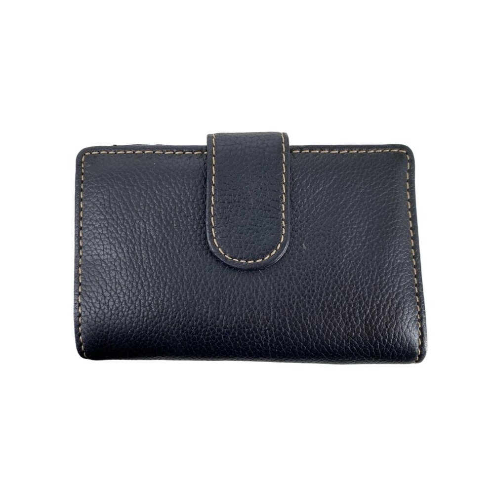 Genuine‎ Leather Black Wallet With Snap Closure & Multiple Card Slots